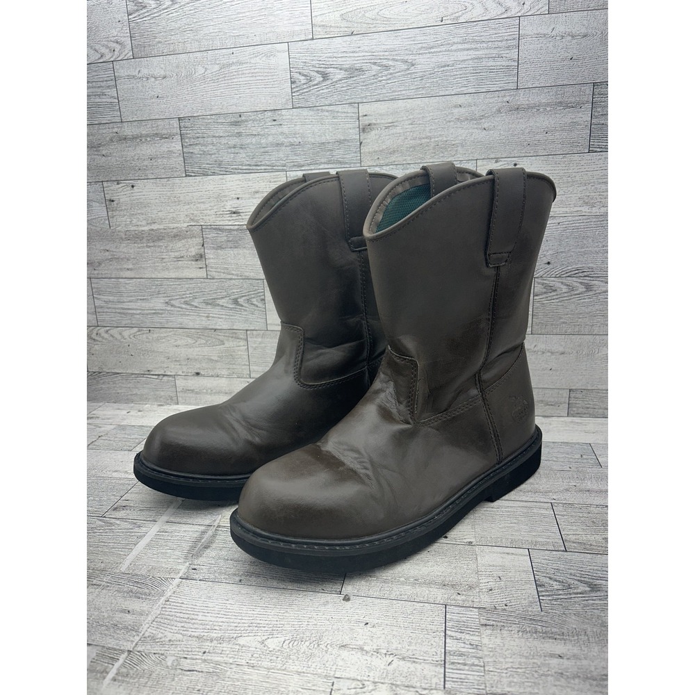 Georgia Boot Wellington Boots‎ Youth Size 6 Medium Brown Leather Work Pull On
